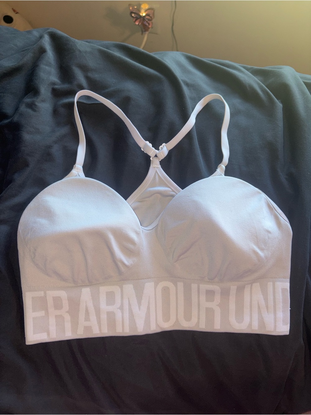 Under Armour LG White Padded Racerback Sports Bra
